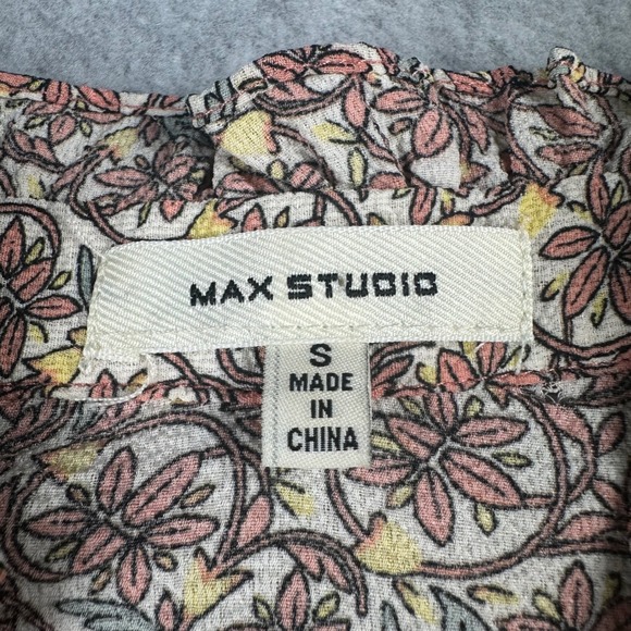 Max Studio Tiered Maxi Dress Size S Smocked Waist Ruffle Sleeve Boho Cottagecore - Picture 9 of 12